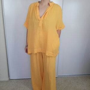 9 Seed High Waist Wide Leg Gauze Beach Pants Sunset Medium Boho‎ Travel Gauze